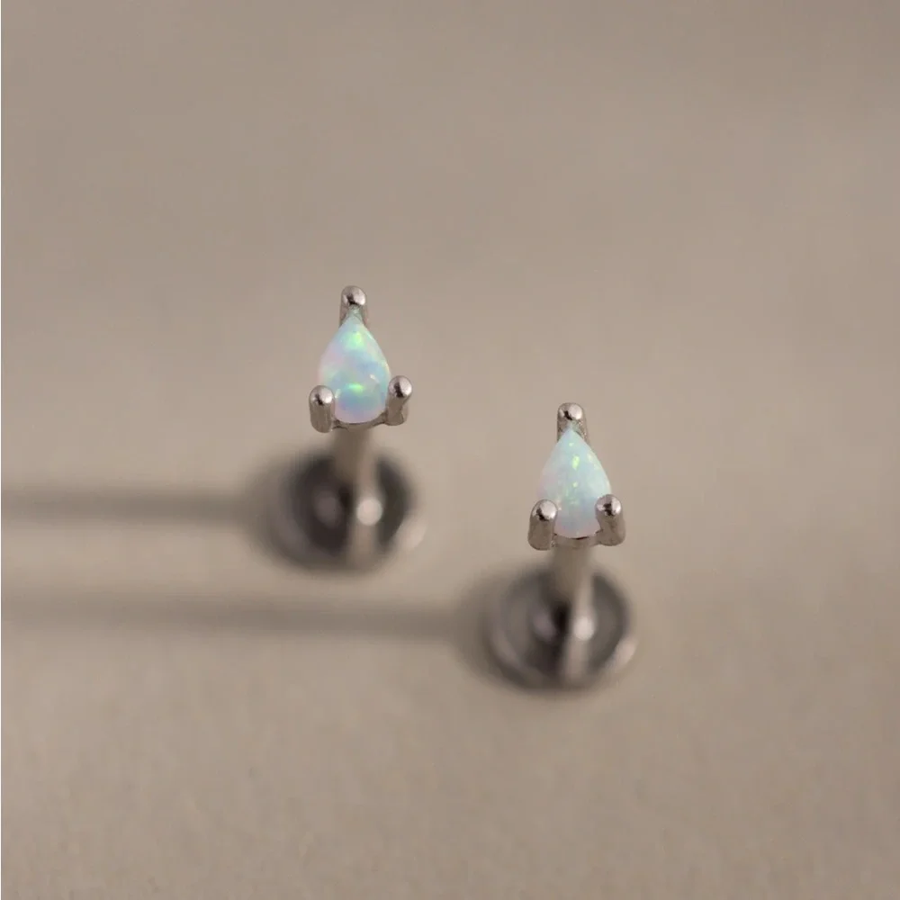 3 Pairs Silver Stud Flat Back Earrings by Caitlyn Minimalist - Picture 8 of 11